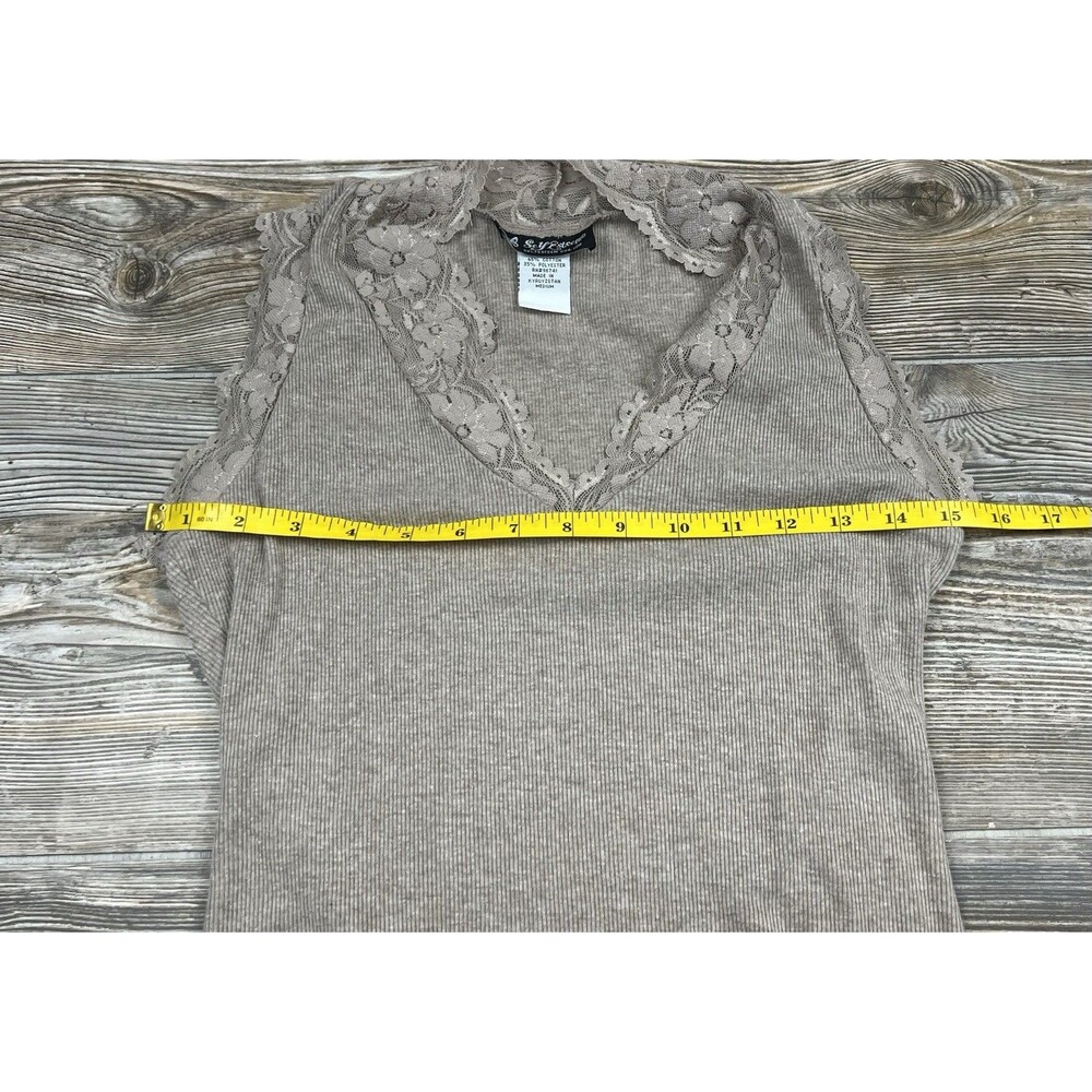 Vtg Y2K Self Esteem Beige Tank Top MED Lace Trim Bella Swan Elena Gilbert‎ - Picture 7 of 11